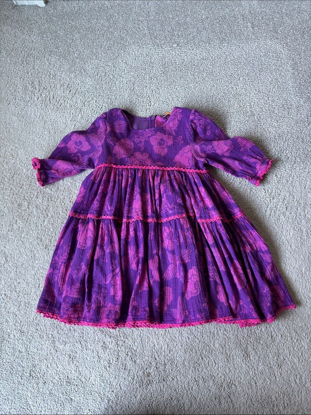 Briton Court Girls' Purple Floral Tiered Party Dress